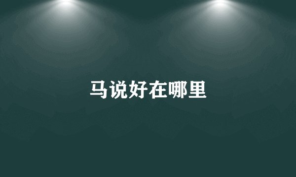 马说好在哪里
