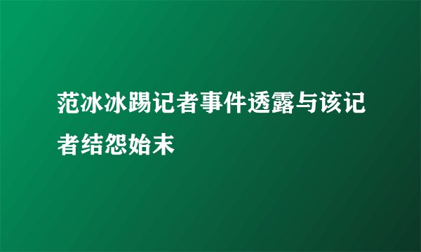 范冰冰踢记者事件透露与该记者结怨始末