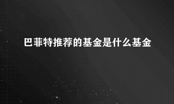 巴菲特推荐的基金是什么基金
