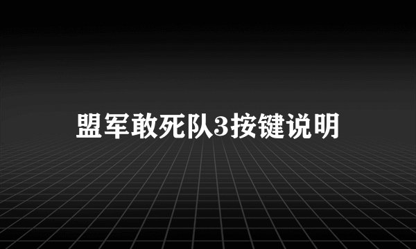 盟军敢死队3按键说明