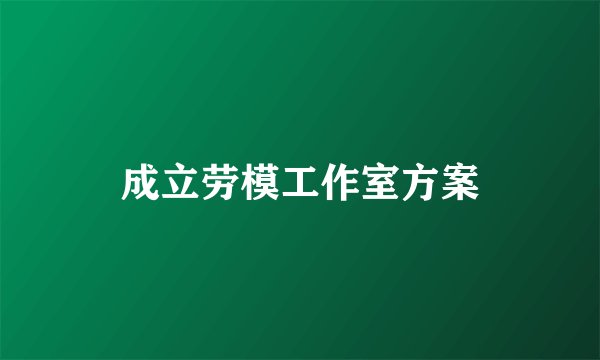 成立劳模工作室方案