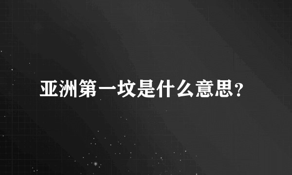 亚洲第一坟是什么意思？