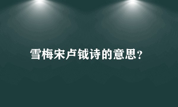 雪梅宋卢钺诗的意思？