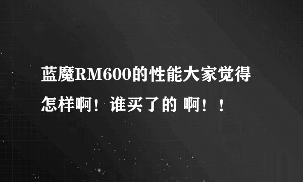 蓝魔RM600的性能大家觉得怎样啊!谁买了的 啊!!