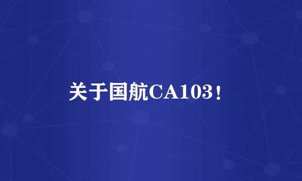 关于国航CA103！