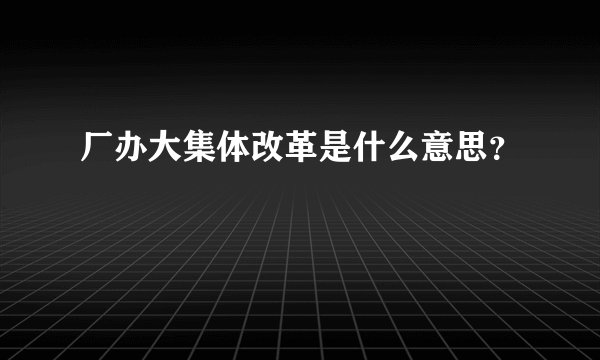 厂办大集体改革是什么意思？
