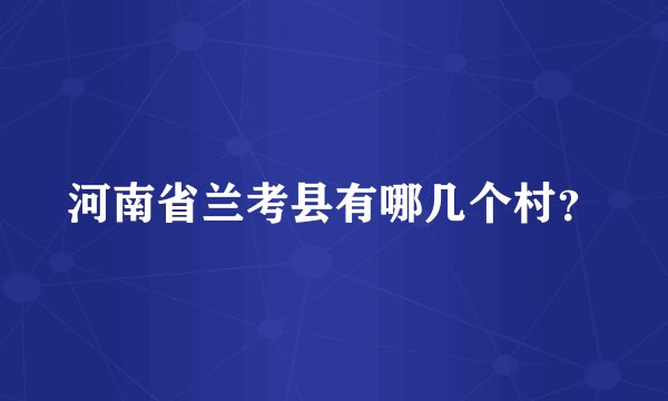 河南省兰考县有哪几个村？