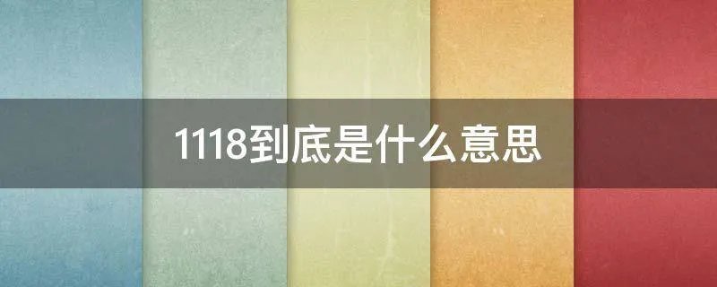 1118到底是什么意思