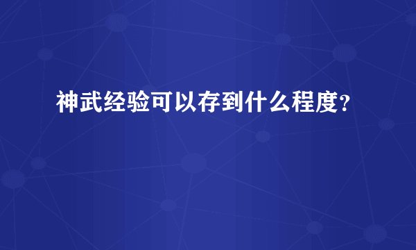 神武经验可以存到什么程度？