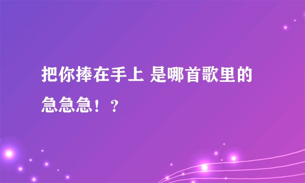 把你捧在手上 是哪首歌里的急急急！？
