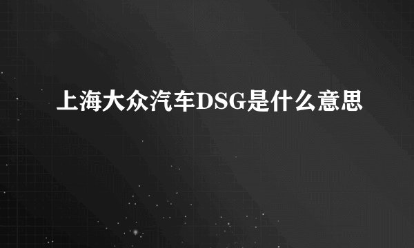 上海大众汽车DSG是什么意思