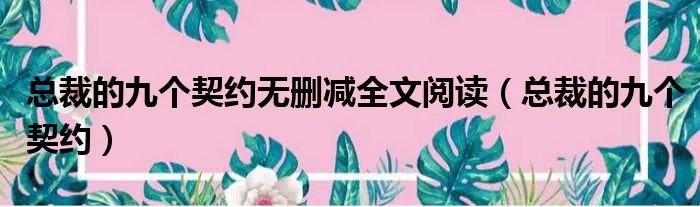 总裁的九个契约无删减全文阅读(总裁的九个契约)