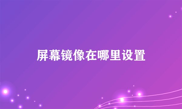 屏幕镜像在哪里设置