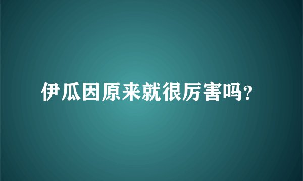 伊瓜因原来就很厉害吗？