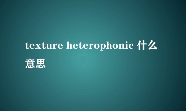 texture heterophonic 什么意思