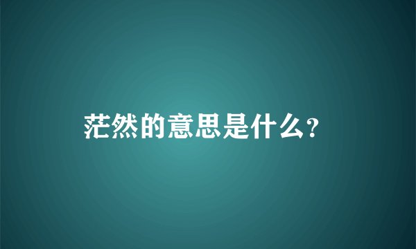 茫然的意思是什么？