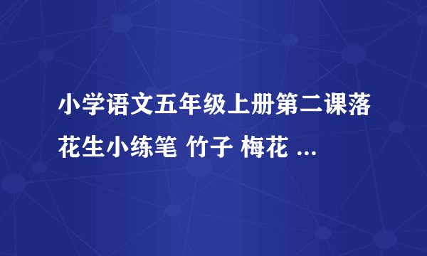 小学语文五年级上册第二课落花生小练笔 竹子 梅花 蜜蜂 路灯