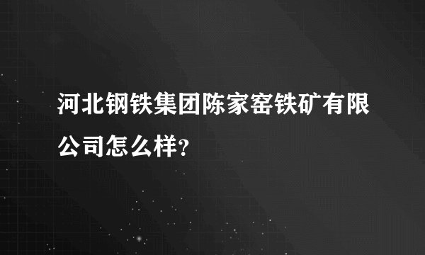 河北钢铁集团陈家窑铁矿有限公司怎么样？