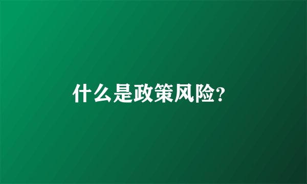什么是政策风险？