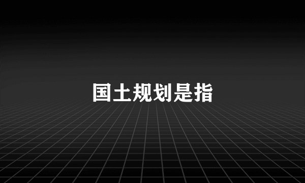 国土规划是指