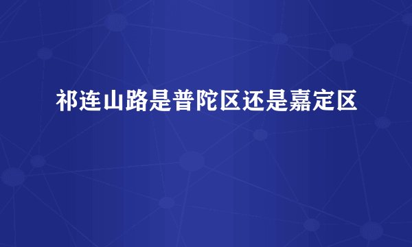 祁连山路是普陀区还是嘉定区