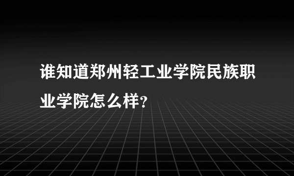 谁知道郑州轻工业学院民族职业学院怎么样？