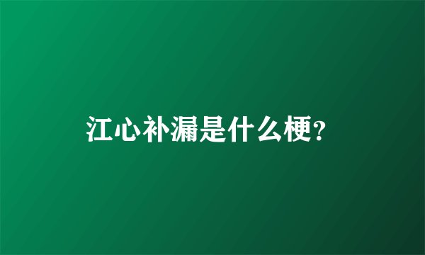 江心补漏是什么梗？