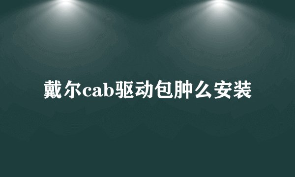 戴尔cab驱动包肿么安装