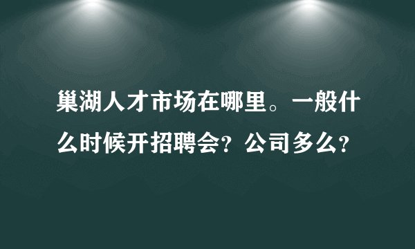 巢湖人才市场在哪里。一般什么时候开招聘会？公司多么？
