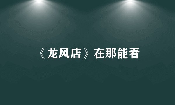 《龙风店》在那能看