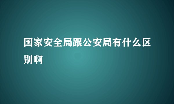 国家安全局跟公安局有什么区别啊