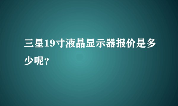 三星19寸液晶显示器报价是多少呢？