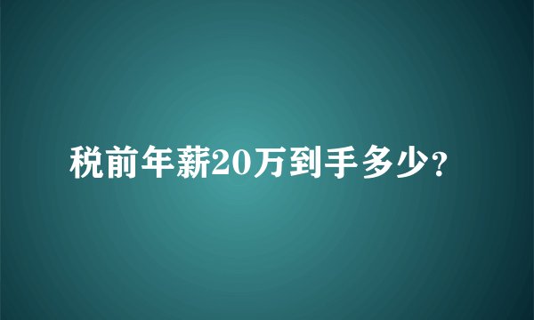 税前年薪20万到手多少？