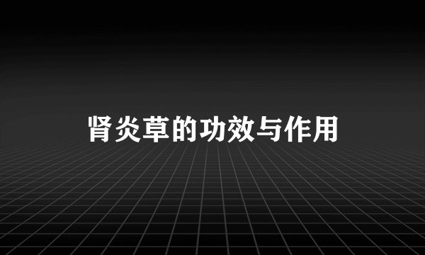 肾炎草的功效与作用