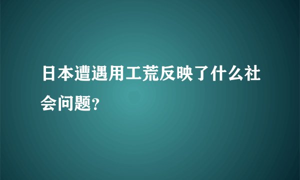 日本遭遇用工荒反映了什么社会问题？