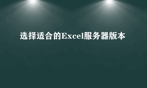 选择适合的Excel服务器版本