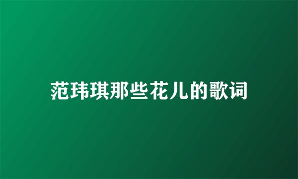 范玮琪那些花儿的歌词