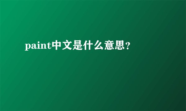 paint中文是什么意思？