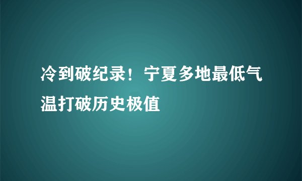 冷到破纪录！宁夏多地最低气温打破历史极值
