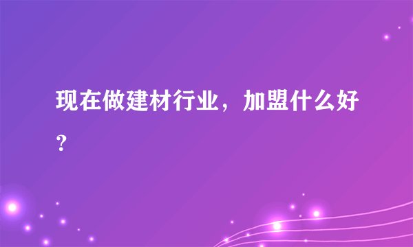 现在做建材行业，加盟什么好？