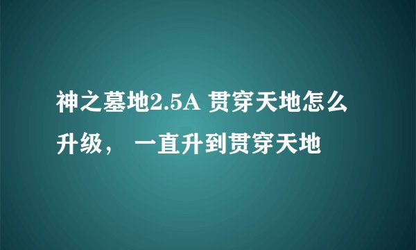 神之墓地2.5A 贯穿天地怎么升级， 一直升到贯穿天地