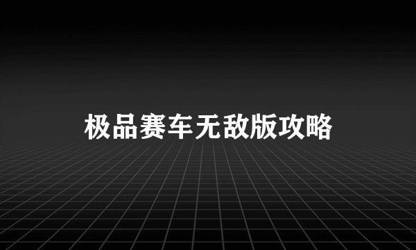 极品赛车无敌版攻略
