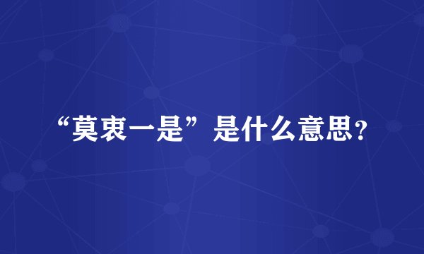 “莫衷一是”是什么意思？