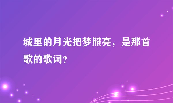 城里的月光把梦照亮,是那首歌的歌词?