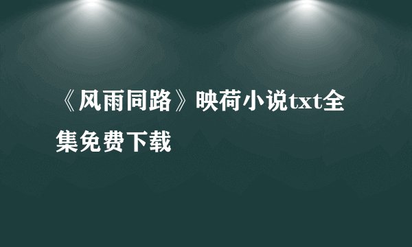 《风雨同路》映荷小说txt全集免费下载