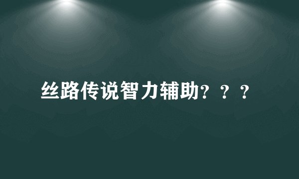 丝路传说智力辅助？？？