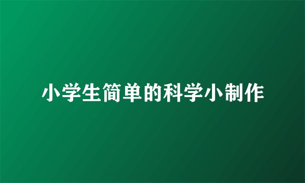 小学生简单的科学小制作