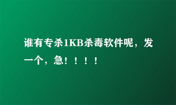 谁有专杀1KB杀毒软件呢，发一个，急！！！！