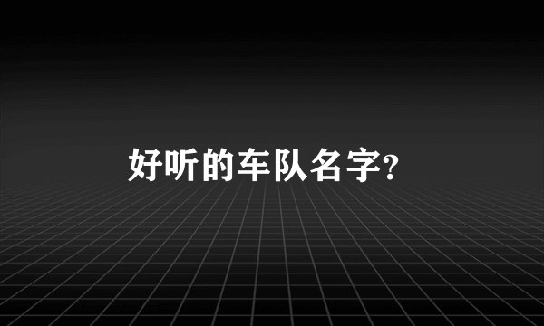 好听的车队名字?