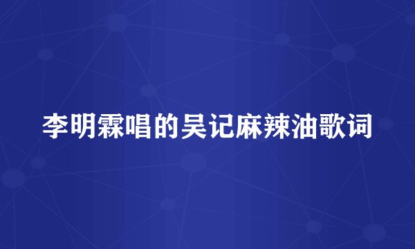 李明霖唱的吴记麻辣油歌词